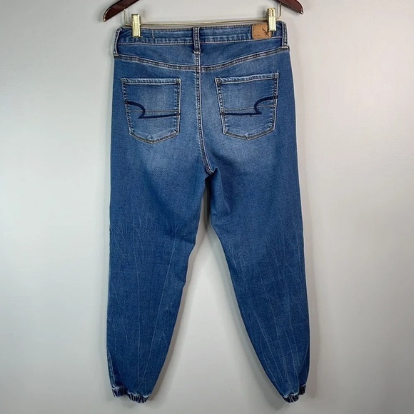 AMERICAN EAGLE Blue Medium Wash Joggers Jeans 5 Pocket Size 4 Regular - Picture 6 of 10